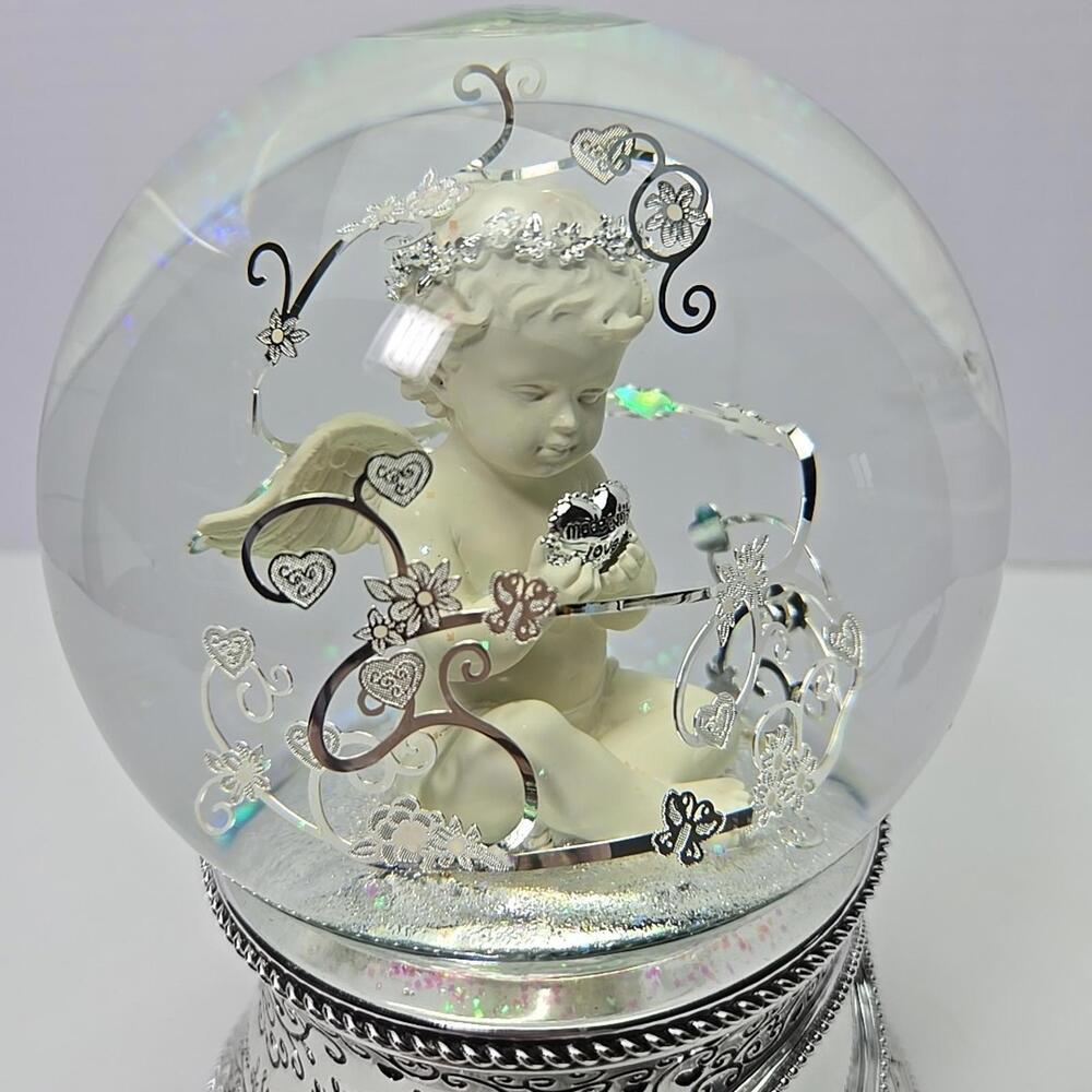 THINGS REMEMBERED Religious Made with Love Cherub Musical Snow Globe, Plavs Pach - Picture 11 of 14